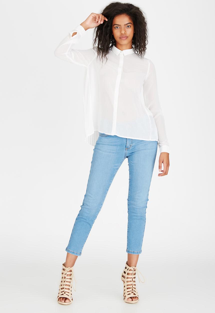 ONLY - Sybilla Long Sleeve Pleated Top White