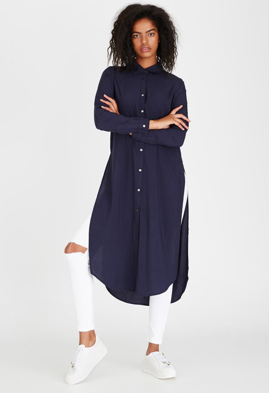 ONLY - Nova Longer Length Shirt Navy