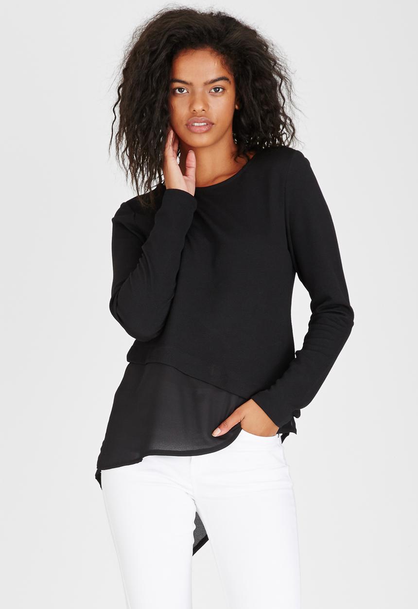 ONLY - Mimi Long Sleeve Asymetrical Top Black