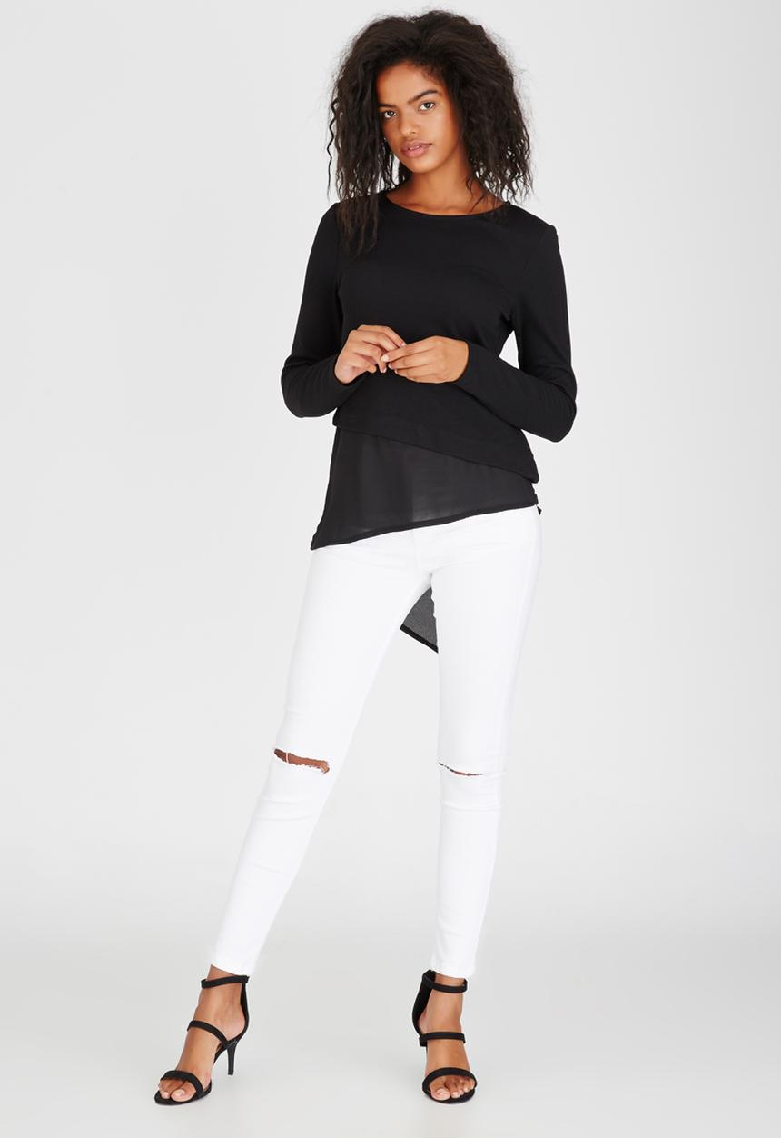 ONLY - Mimi Long Sleeve Asymetrical Top Black