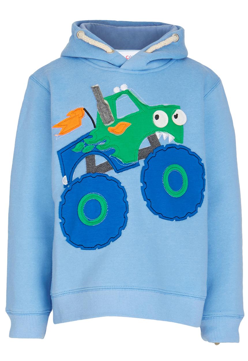 Pop Candy - Boys Monster Truck  Hoody Mid Blue