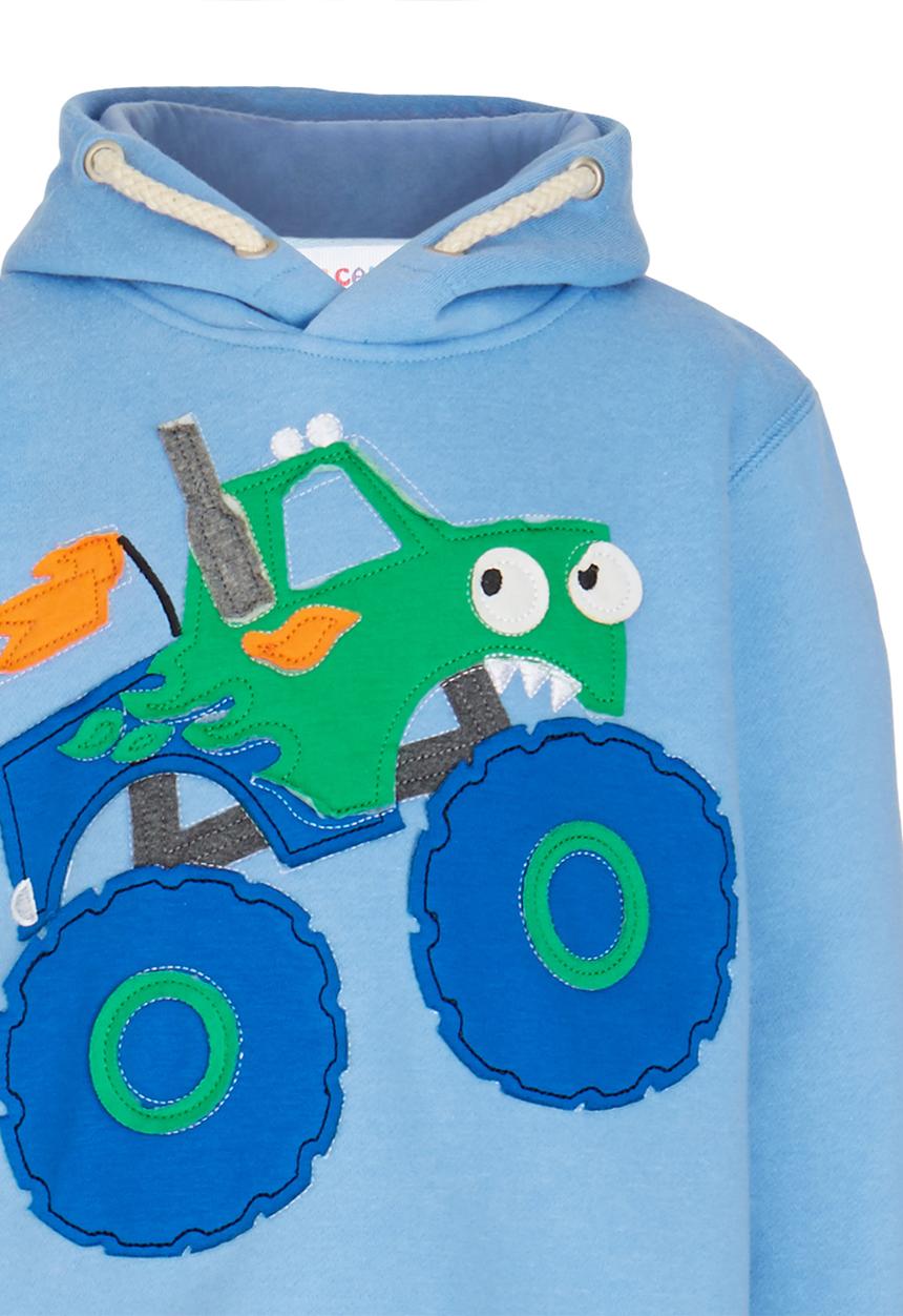 Pop Candy - Boys Monster Truck  Hoody Mid Blue