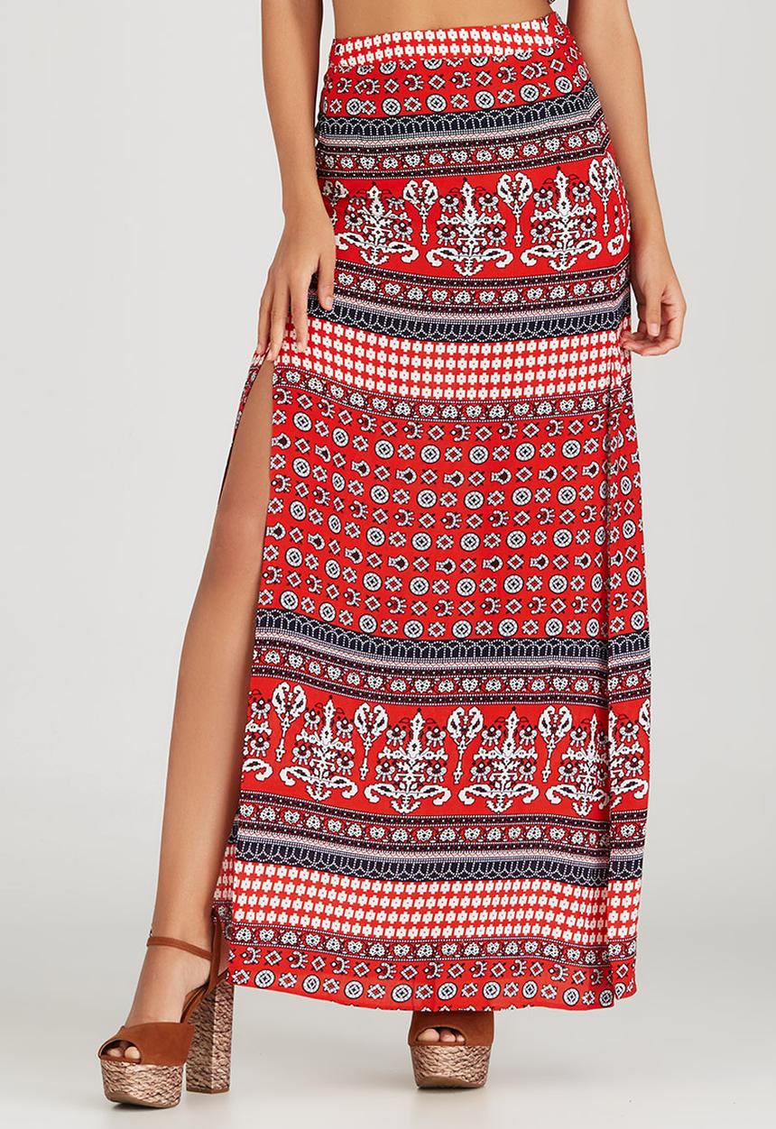 BoohooDNU - All-over Print Maxi Skirt Multi-colour
