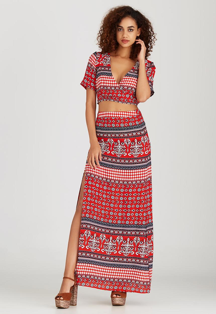 BoohooDNU - All-over Print Maxi Skirt Multi-colour