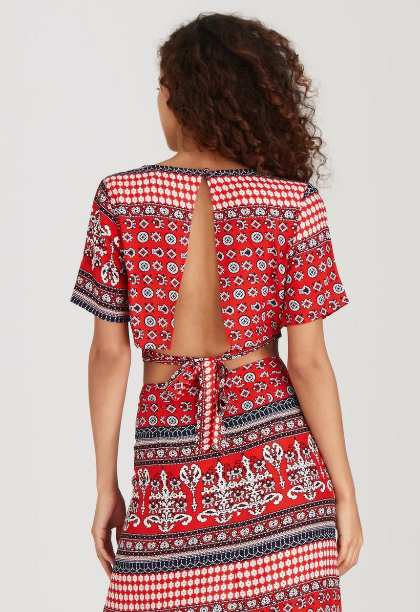 BoohooDNU - Wrap Cropped Top Multi-colour