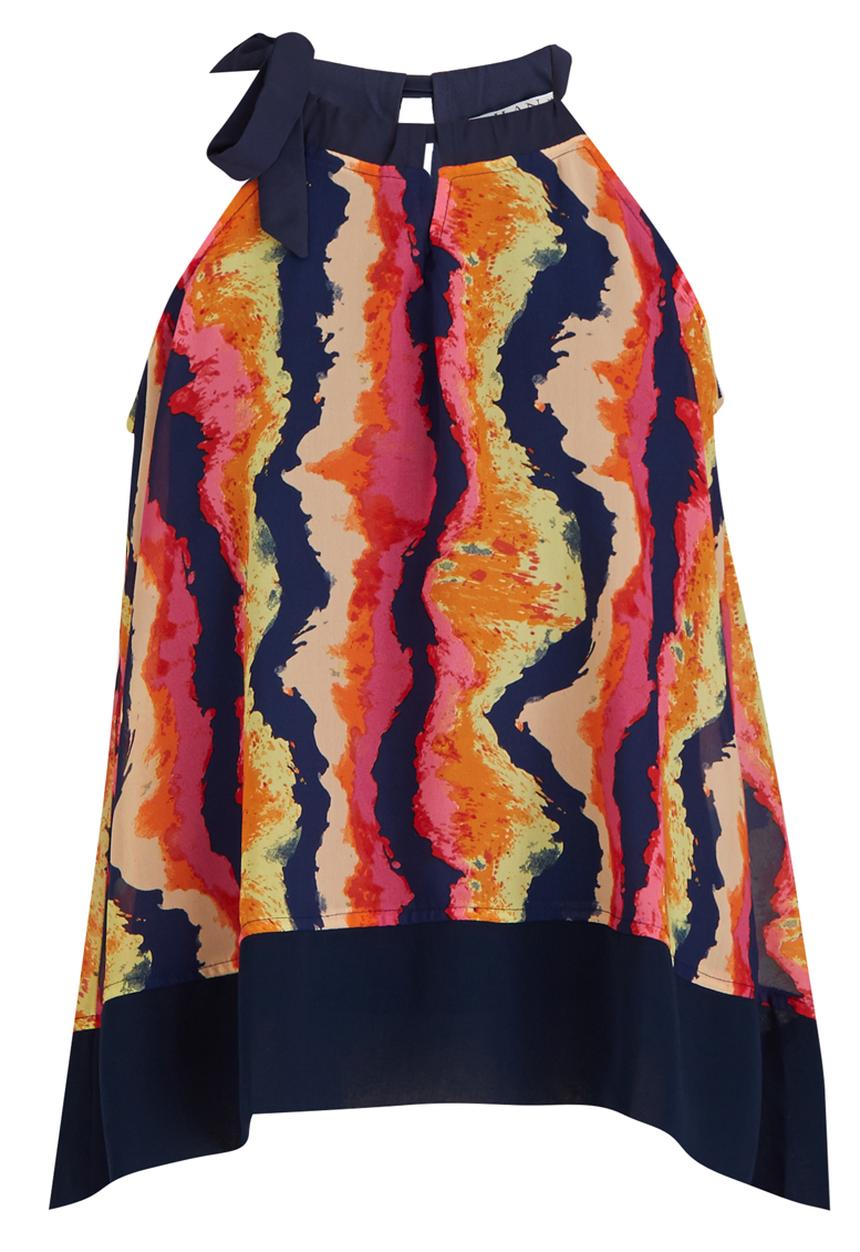 Ilan - Sophia Patterned Halter Top Coral