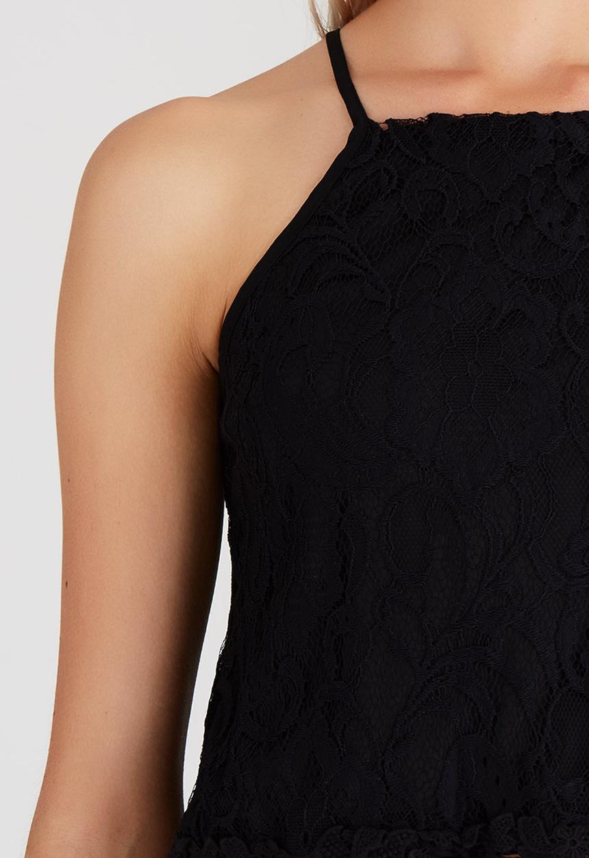BoohooDNU - Lace Cropped Top Black