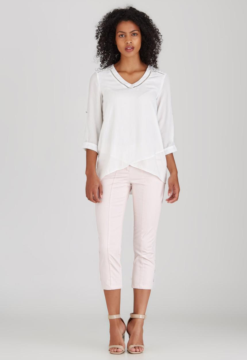 cath.nic - 3/4 Sleeve V-neck Woven Blouse White