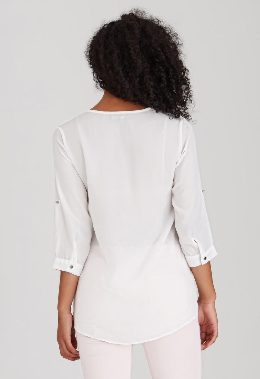 cath.nic - 3/4 Sleeve V-neck Woven Blouse White