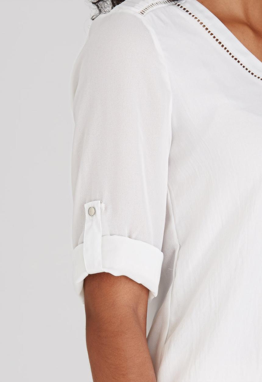 cath.nic - 3/4 Sleeve V-neck Woven Blouse White