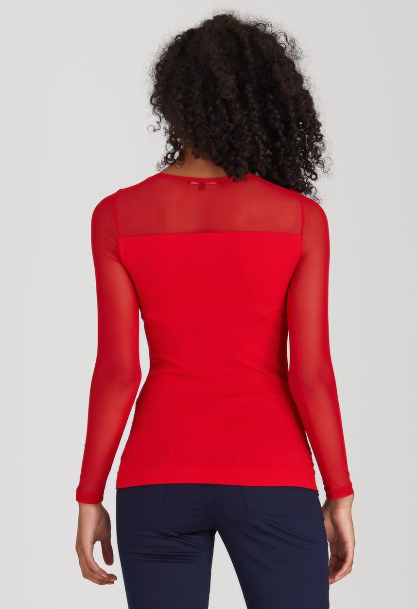 cath.nic - Crewneck Mesh Knit Top Red