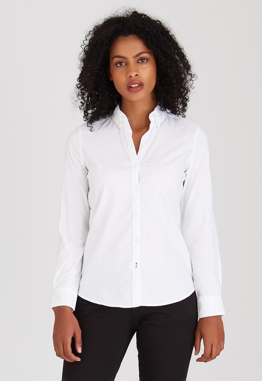 ONLY - Cici Long Sleeve Oxford Shirt White
