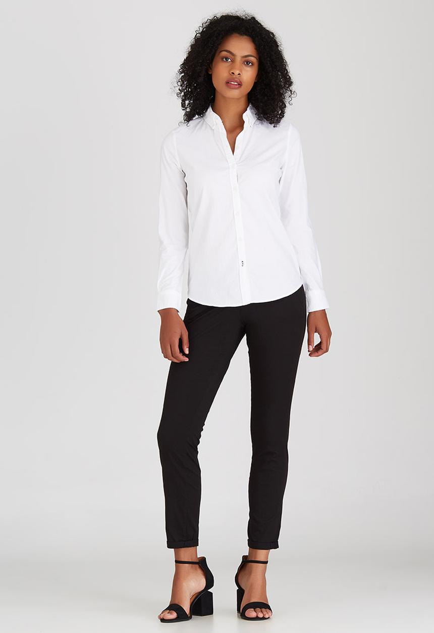 ONLY - Cici Long Sleeve Oxford Shirt White