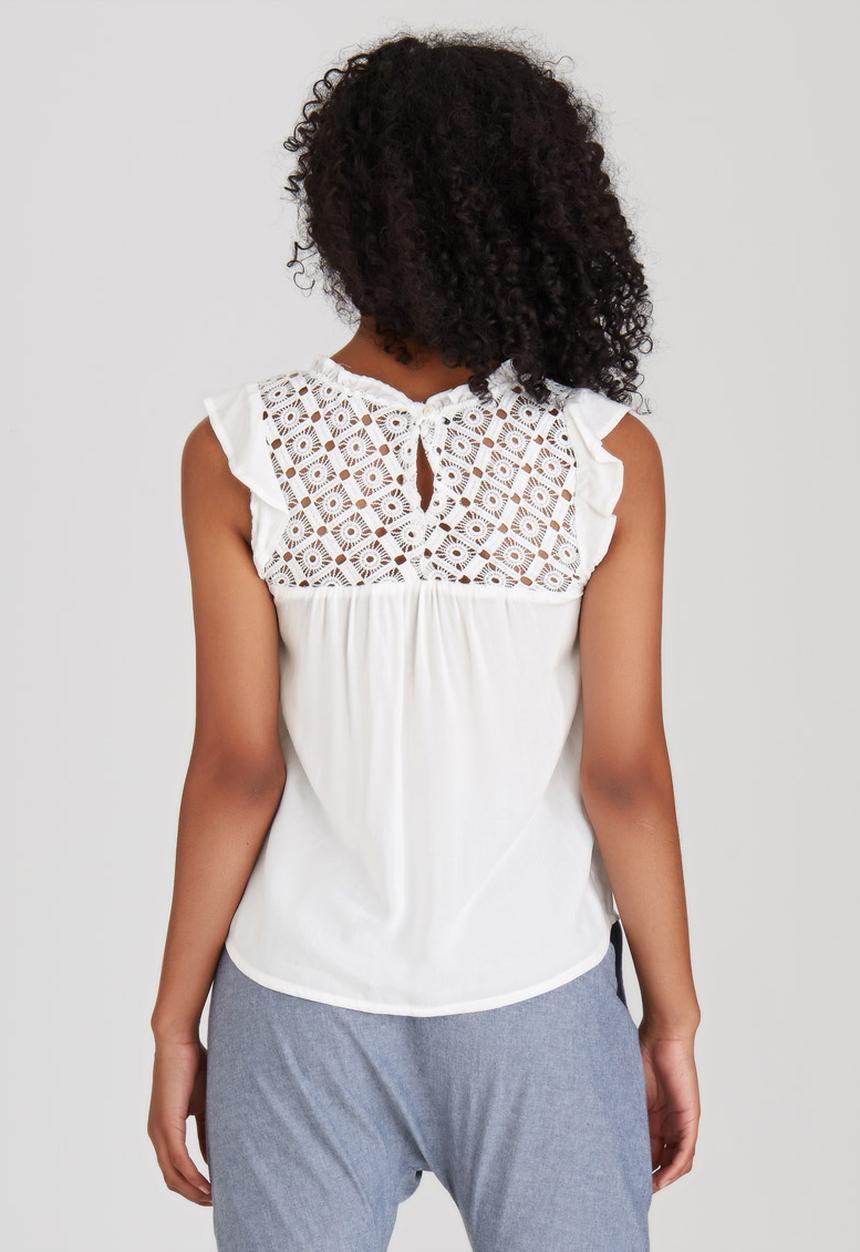 Sitting Pretty - Mara Frill Sleeve Top Milk