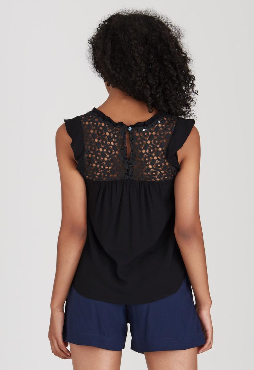 Sitting Pretty - Mara Frill Sleeve Top Black