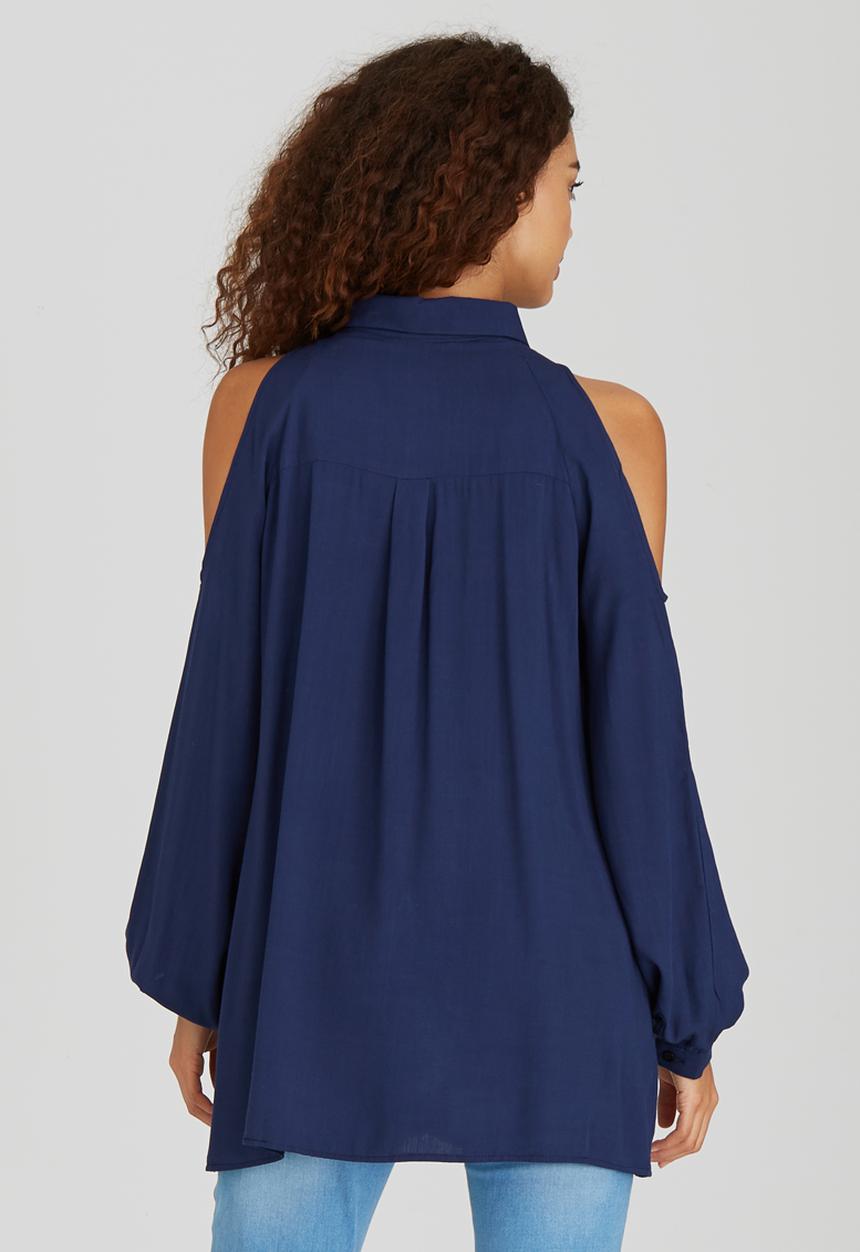STYLE REPUBLIC - Cold Shoulder Shirt Navy
