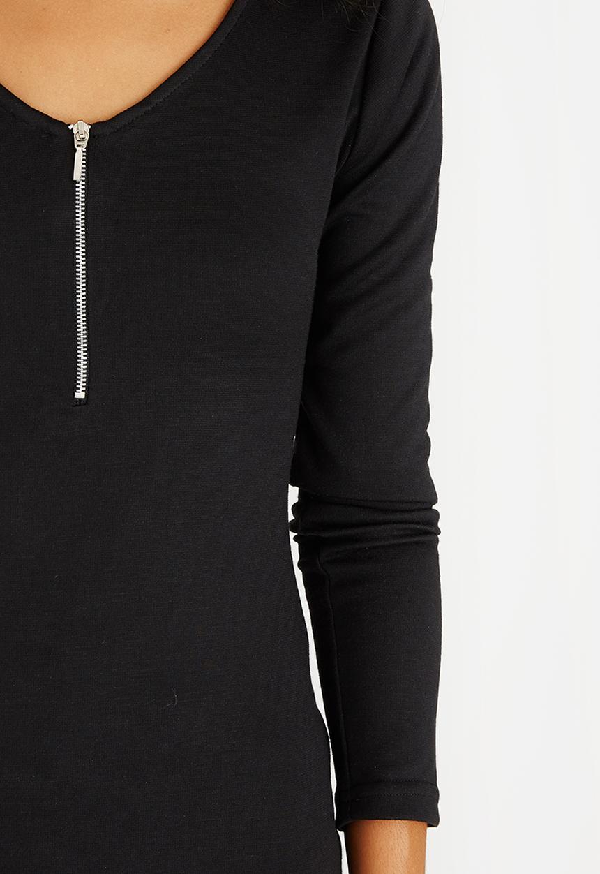 c(inch) - Zip Detail T-Shirt Black