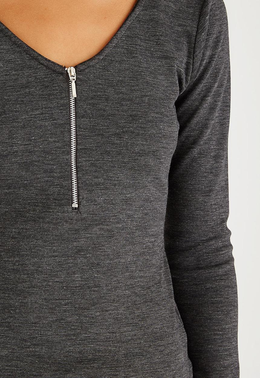c(inch) - Zip Detail T-Shirt Dark Grey