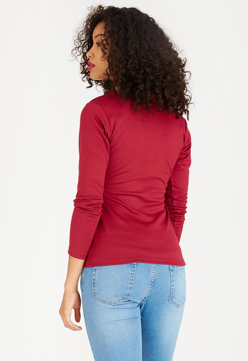 c(inch) - Zip Detail T-Shirt Dark Red