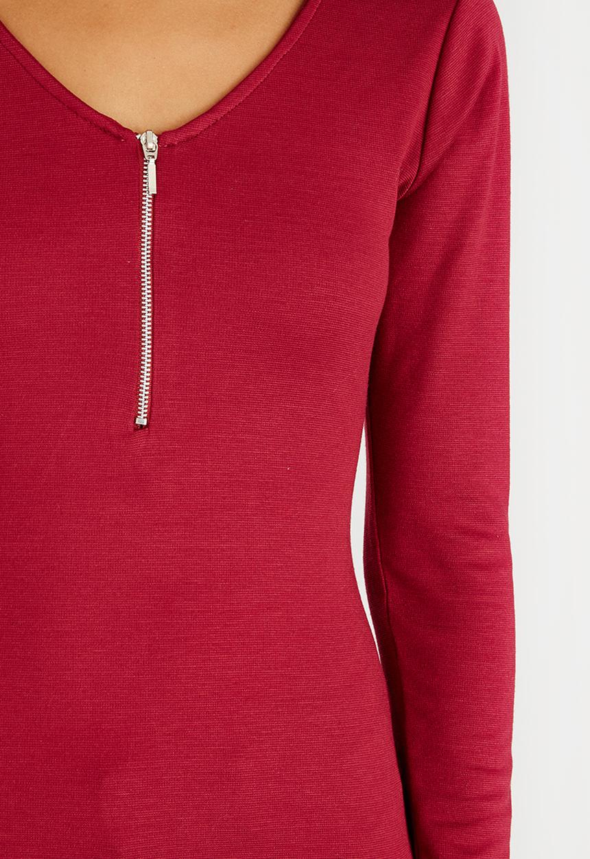 c(inch) - Zip Detail T-Shirt Dark Red