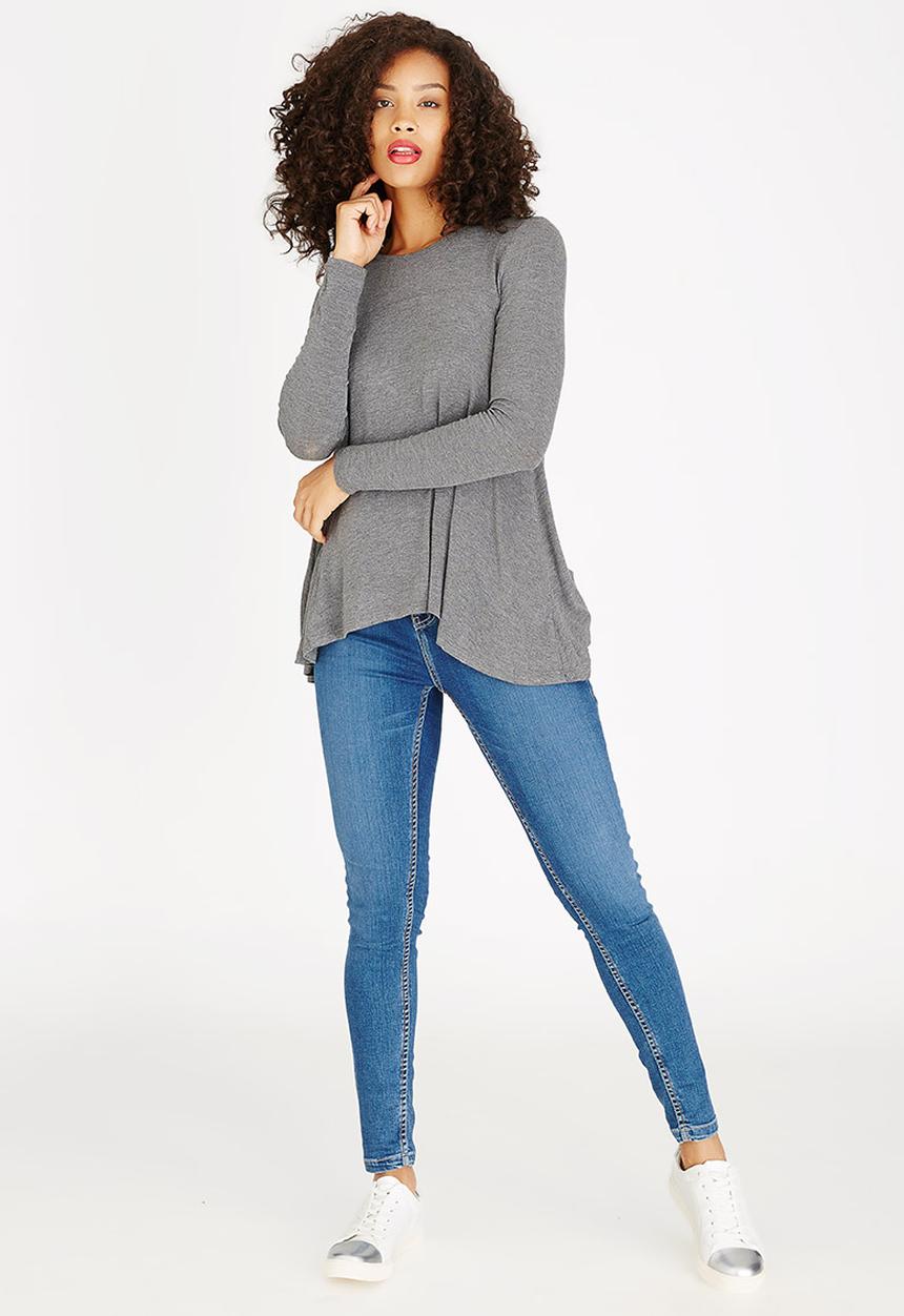 ONLY - Fayette Long Sleeve Top Dark Grey