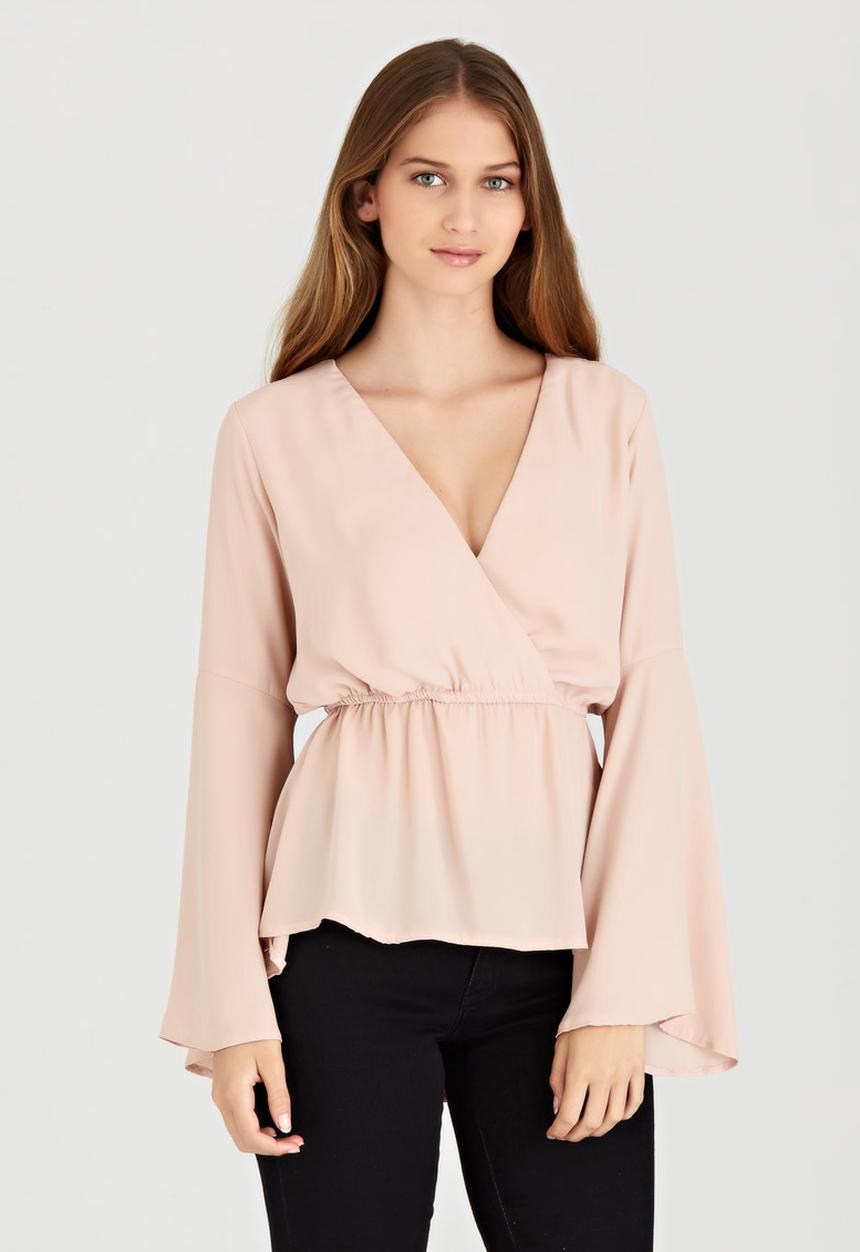 c(inch) - Lace-up back Blouse Pale Pink