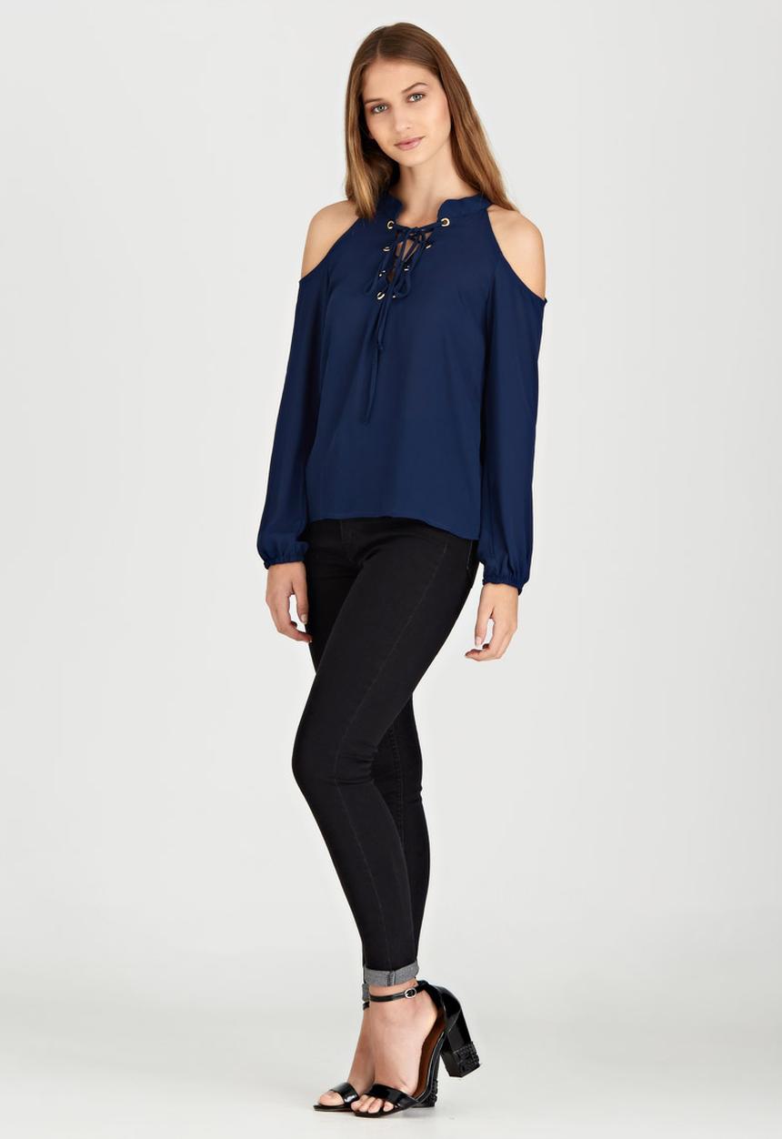 c(inch) - Cold Shoulder Blouse Navy