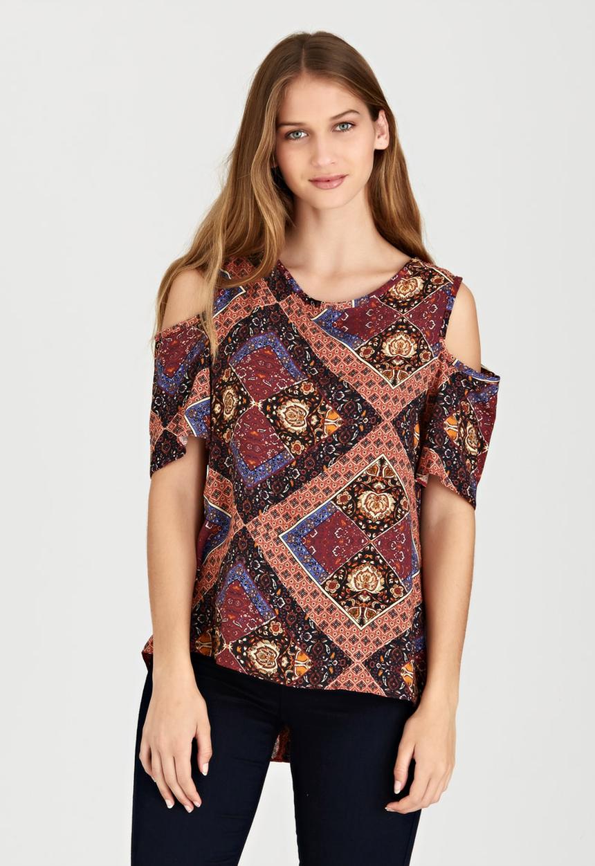 edit - Cold Shoulder Top Multi-colour