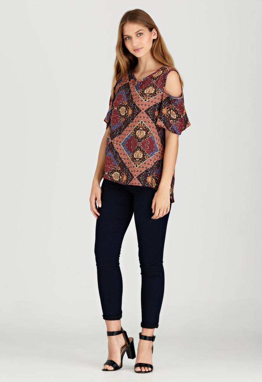 edit - Cold Shoulder Top Multi-colour
