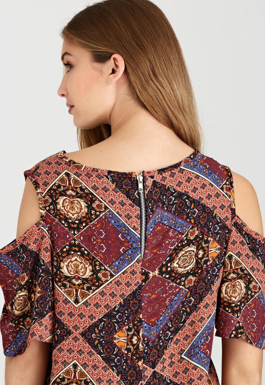 edit - Cold Shoulder Top Multi-colour
