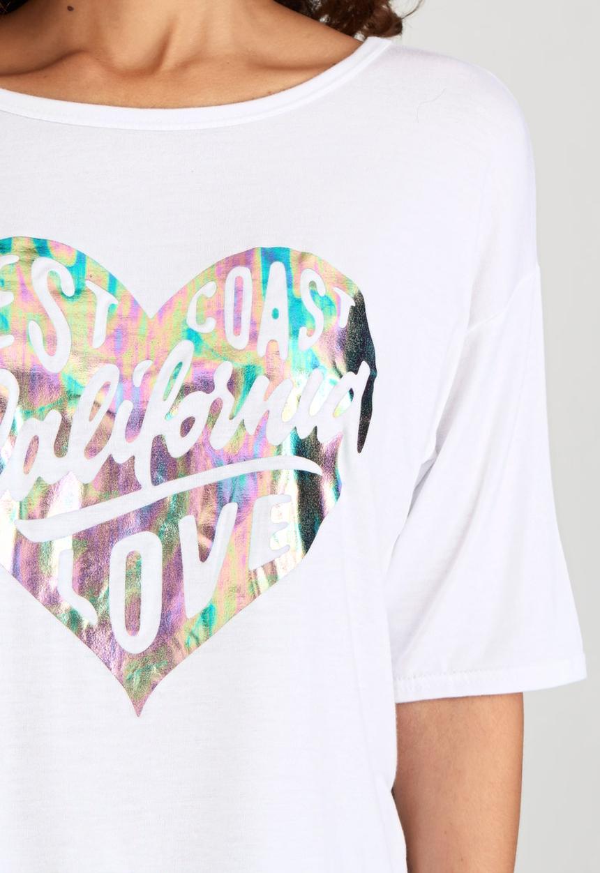 BoohooDNU - Metallic Print Tee White