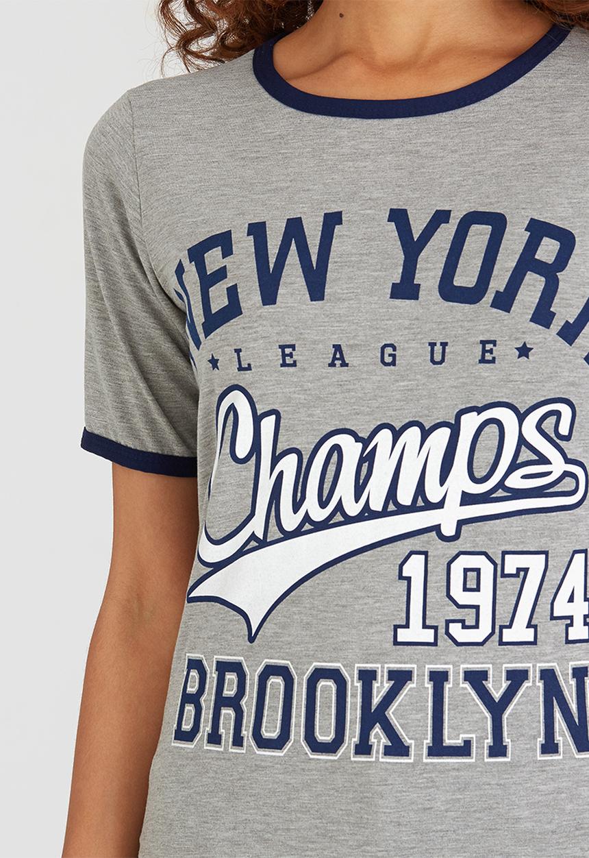 BoohooDNU - Cap Sleeve Slogan Tee Grey