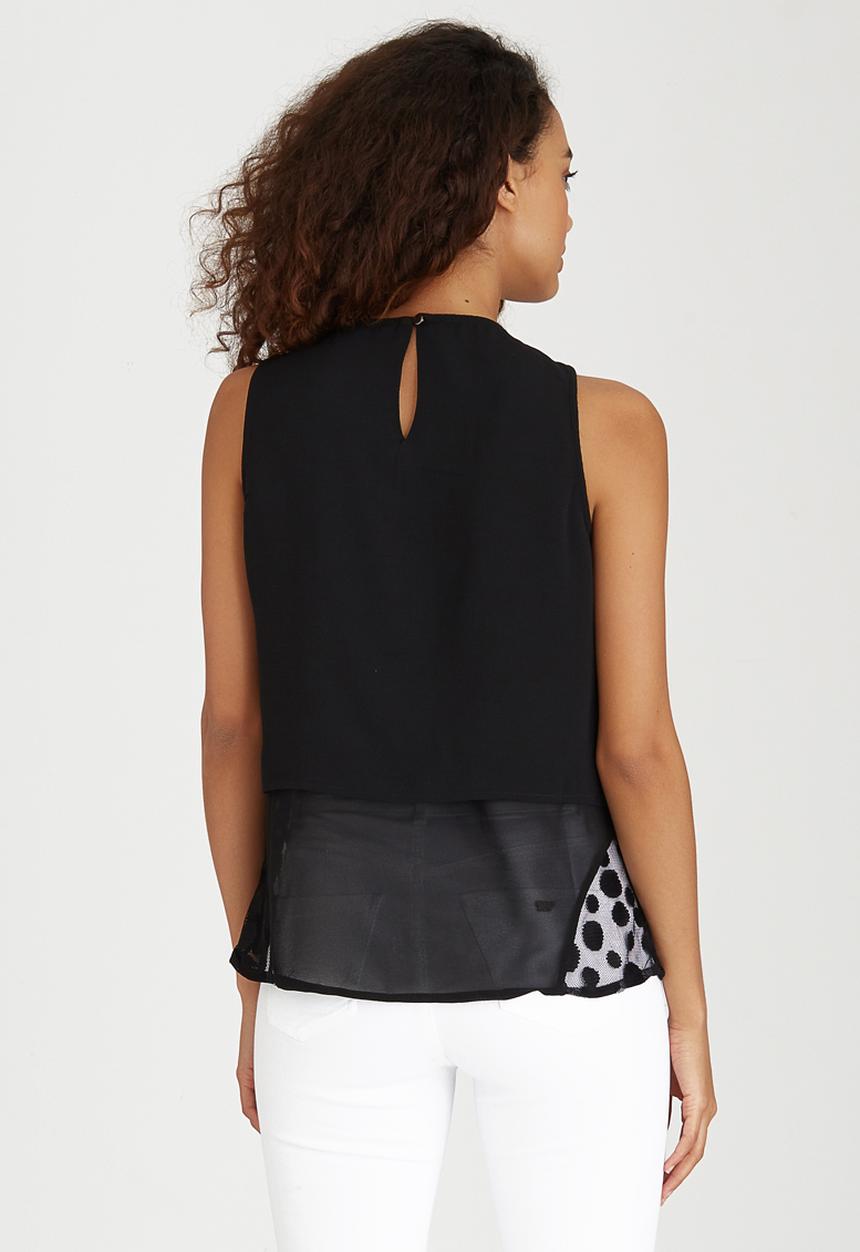 SISSY BOY - Ava May Sleeveless Blouse with Neck Trim Black