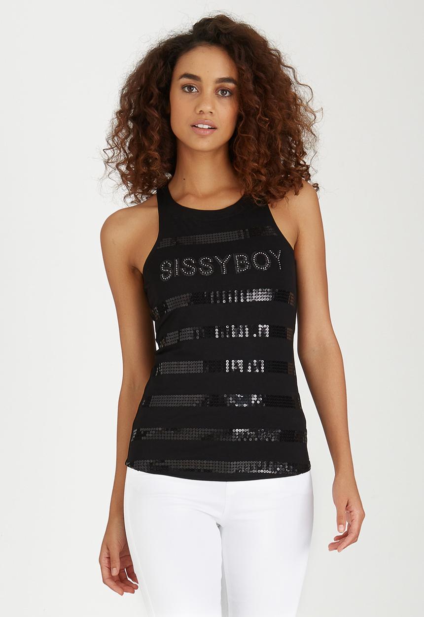 SISSY BOY - Haven Sequinned Tank Black