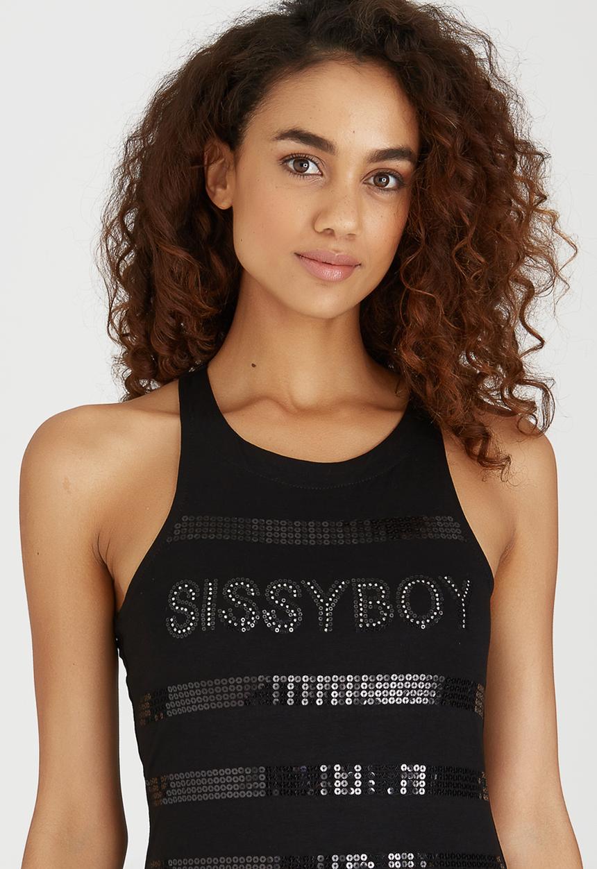 SISSY BOY - Haven Sequinned Tank Black