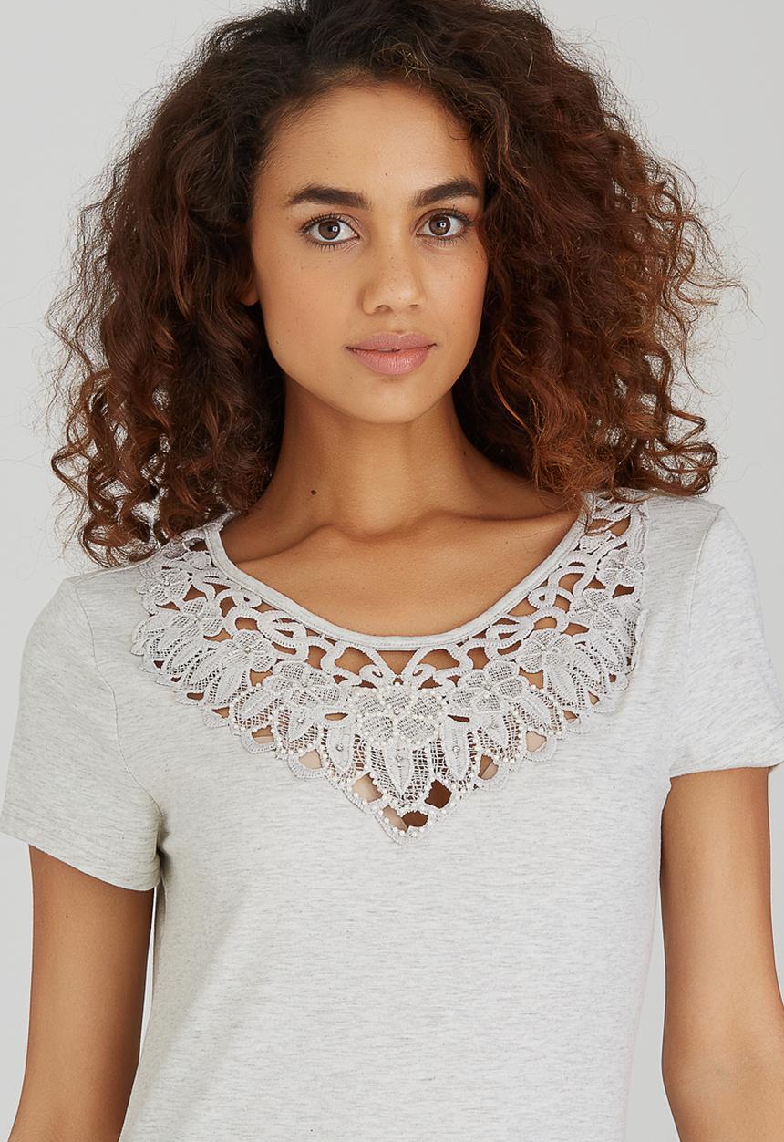 SISSY BOY - Aviana Knit Tee with Neck Embellishment Stone