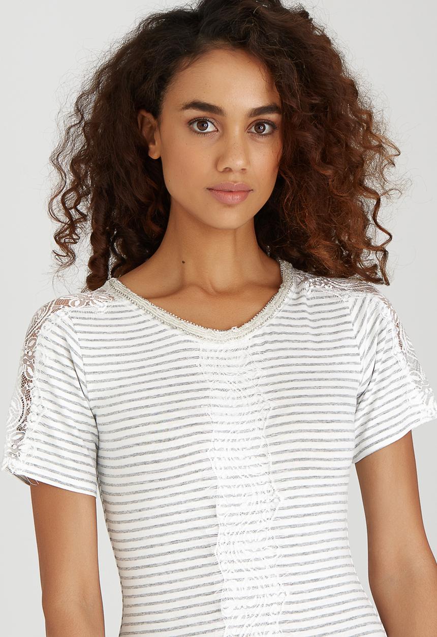 SISSY BOY - Striker Tee with Lace Grey
