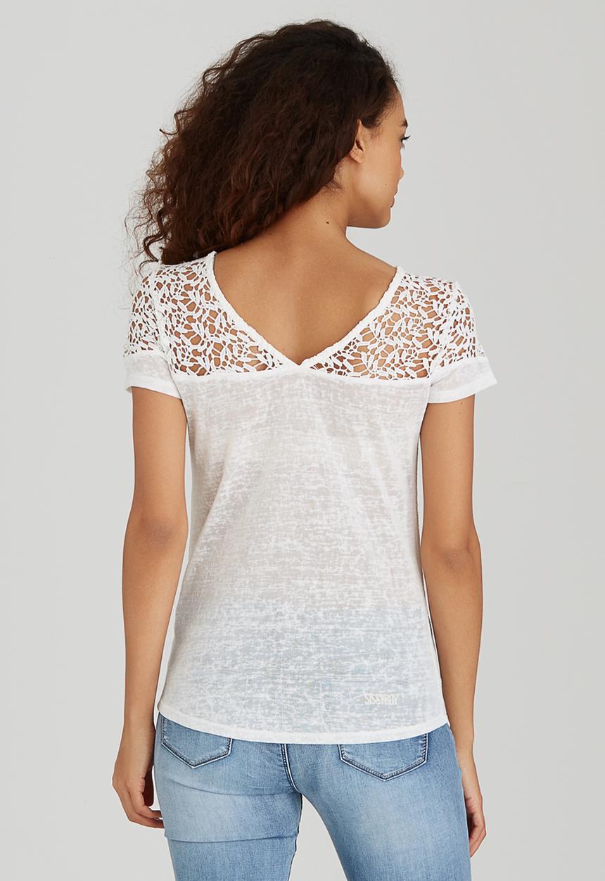 SISSY BOY - Ollie Linen Logo Tee with Crochet Off White