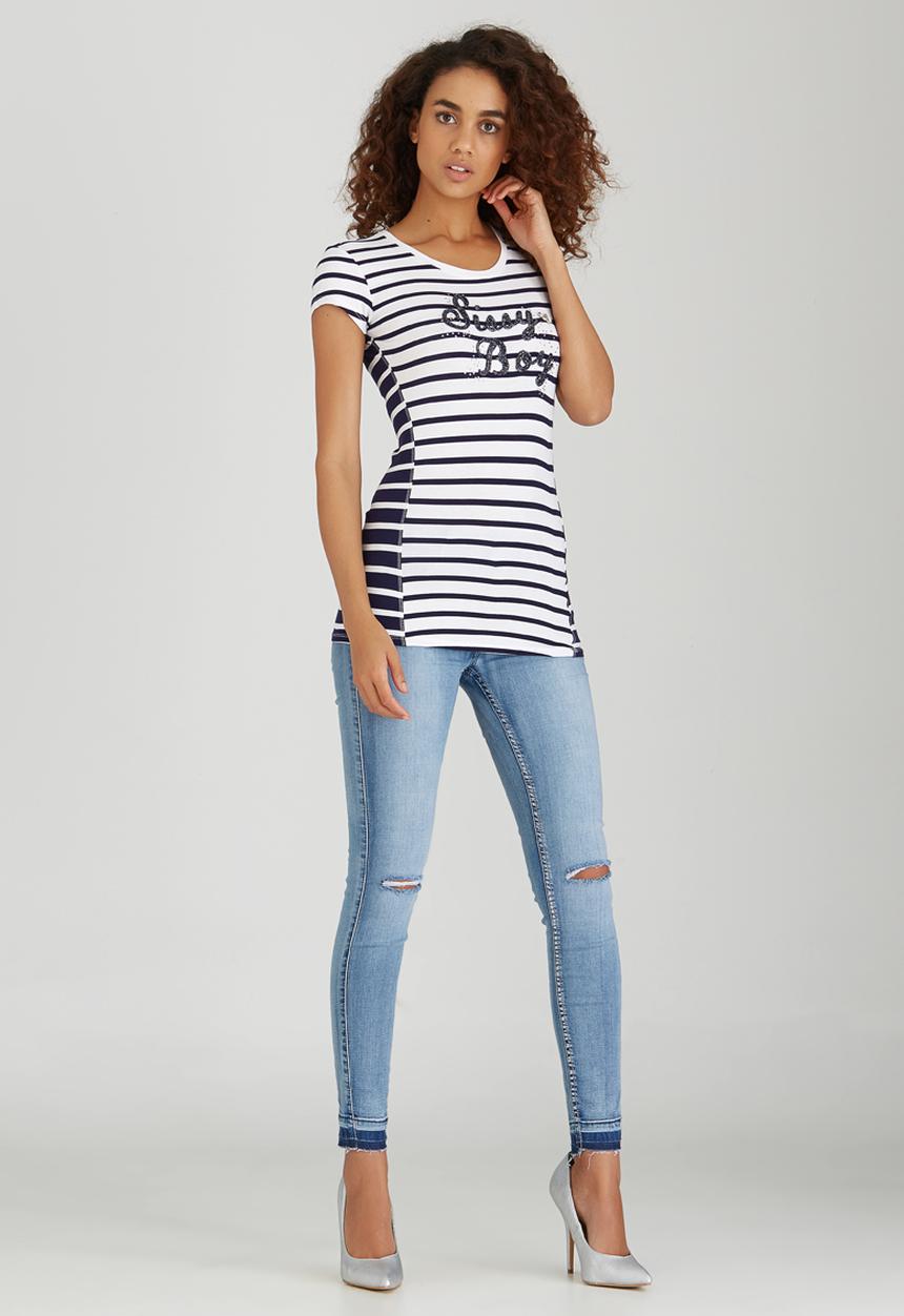 SISSY BOY - Ginger Striped Tee Blue and White