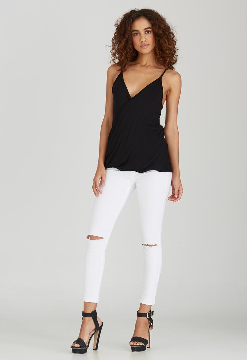 STYLE REPUBLIC - Cross Over Drape Cami Black
