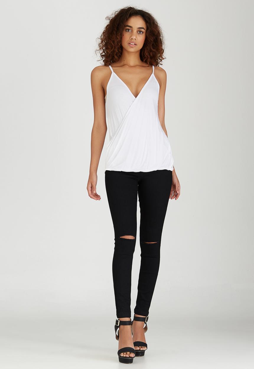 STYLE REPUBLIC - Cross Over Drape Cami White