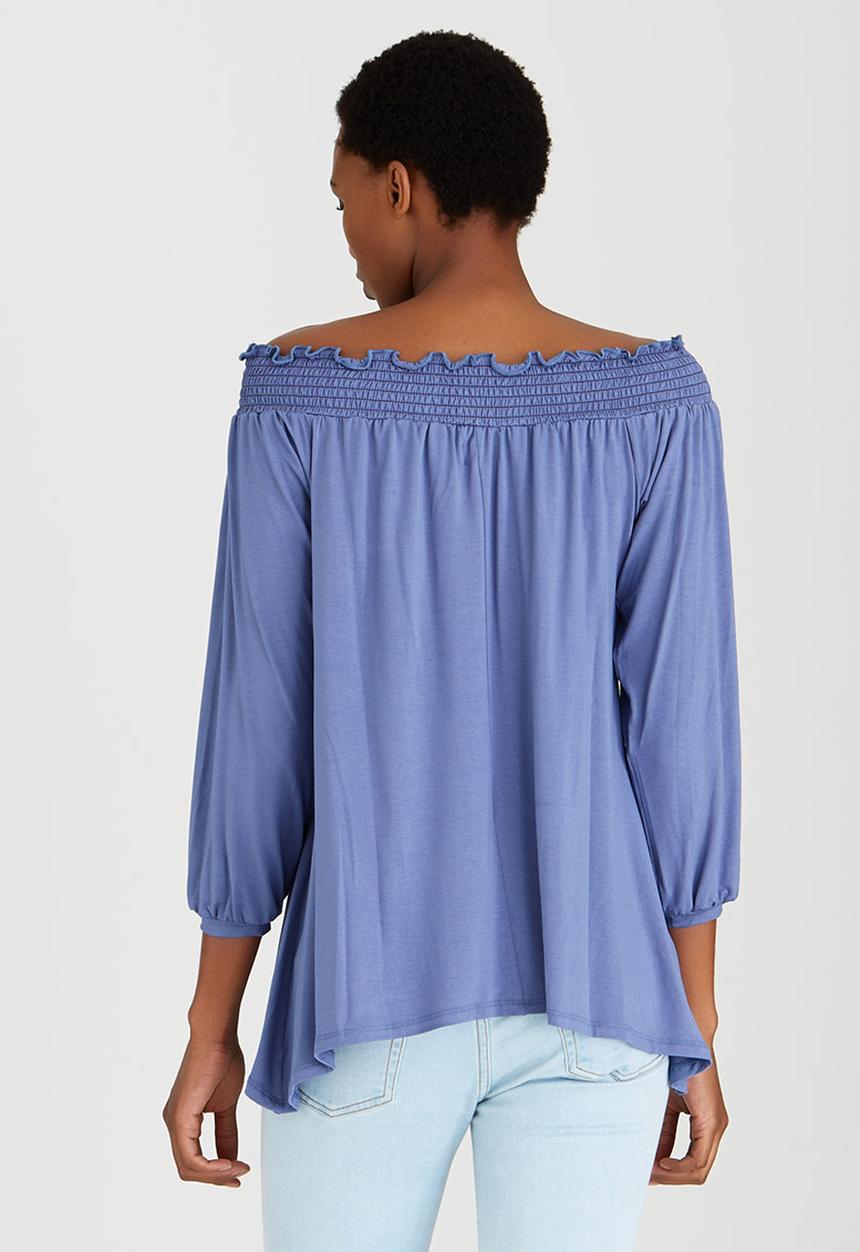 edit Maternity - Off Shoulder Top Blue