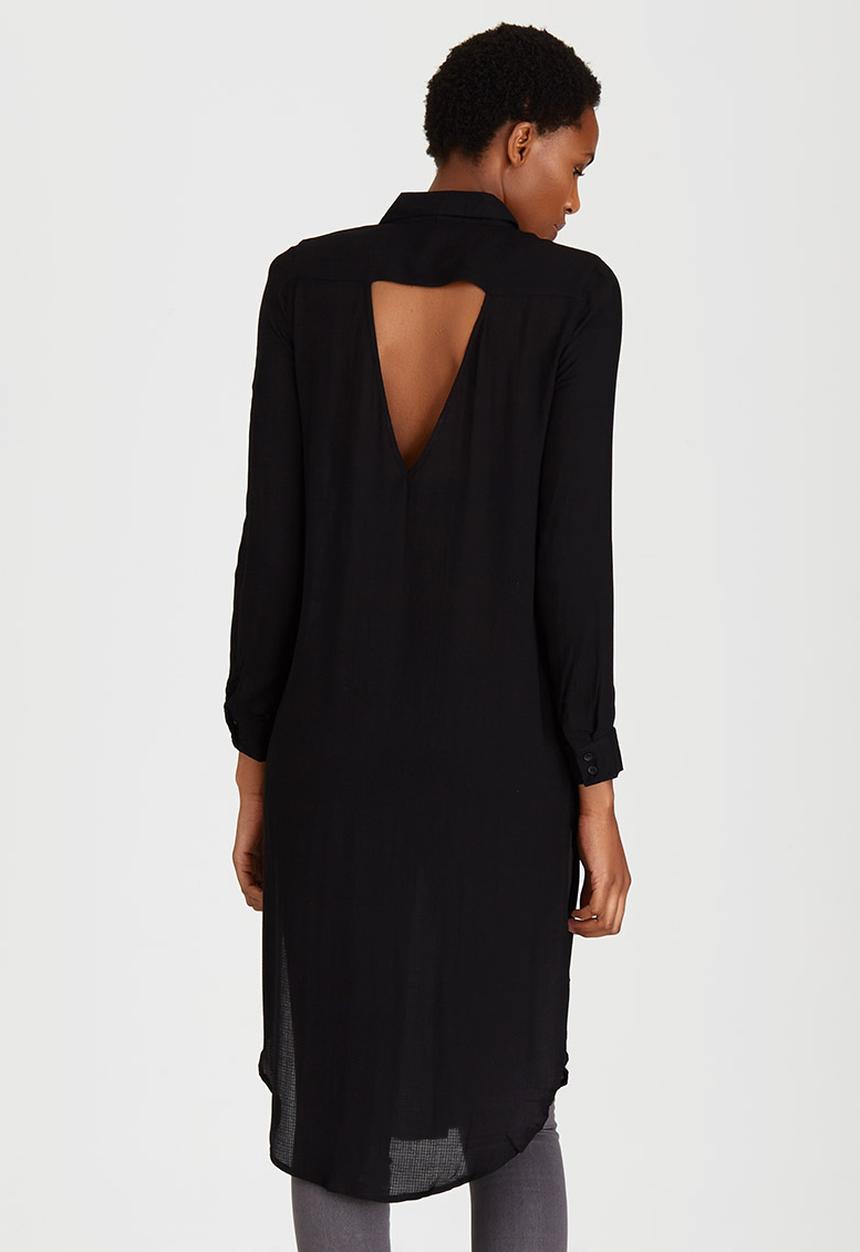 ONLY - Long Sleeve Longline Shirt Black