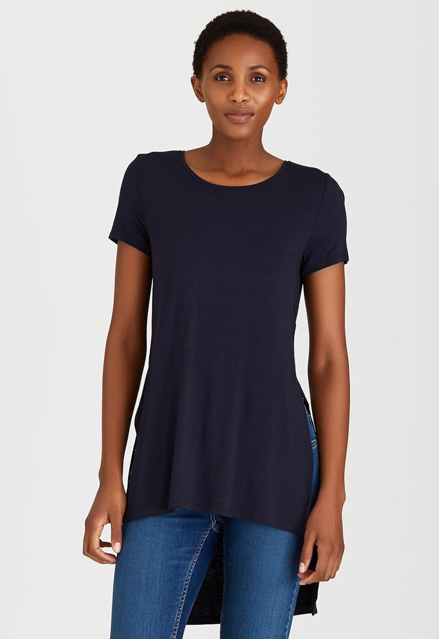 ONLY - Jewel Hi-low Hemline Tee Navy