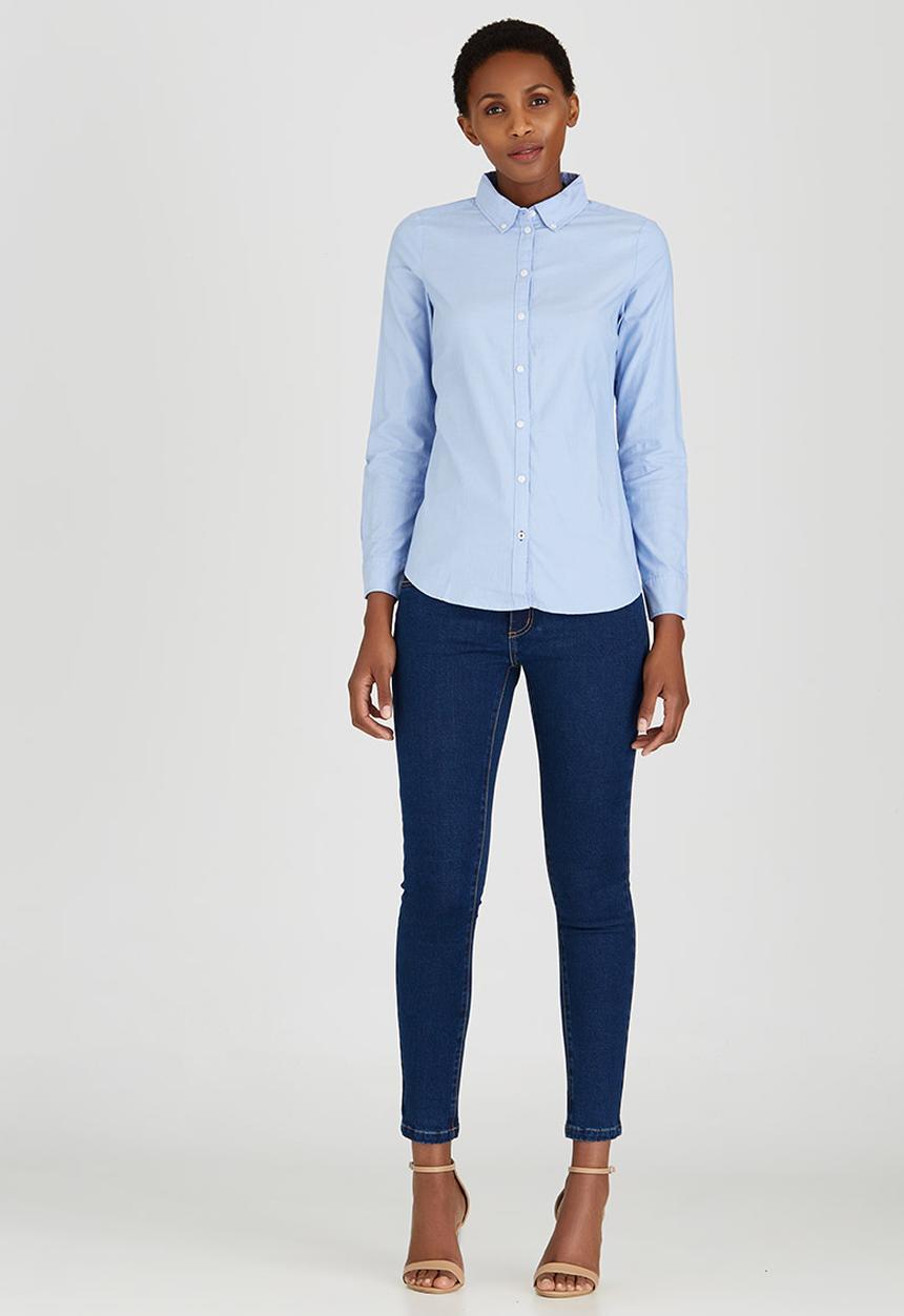 ONLY - Cici Long Sleeve Oxford Shirt Pale Blue