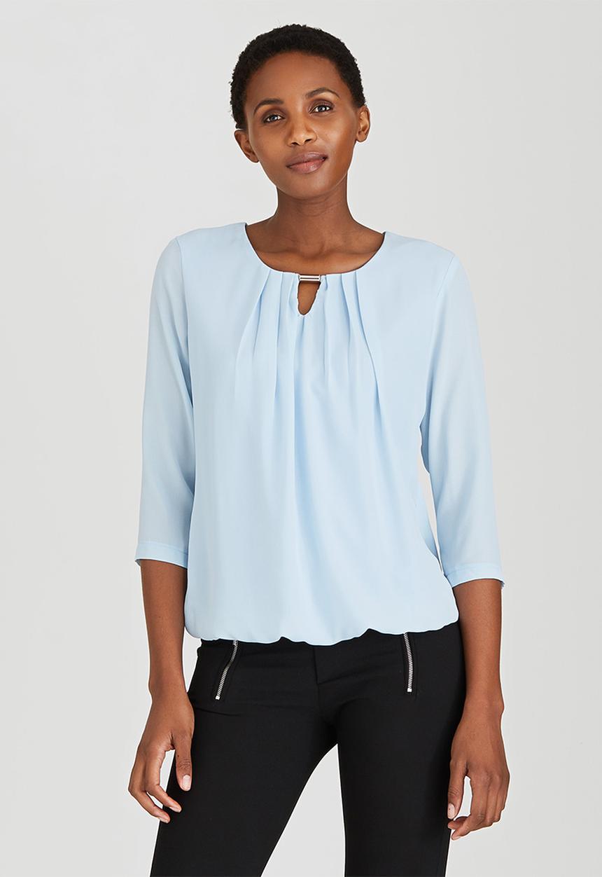 edit - Trim Detail Blouse Pale Blue