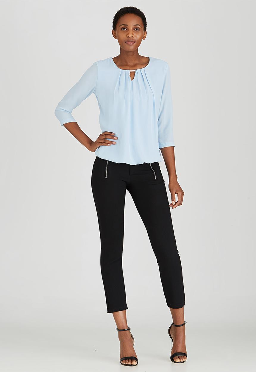 edit - Trim Detail Blouse Pale Blue