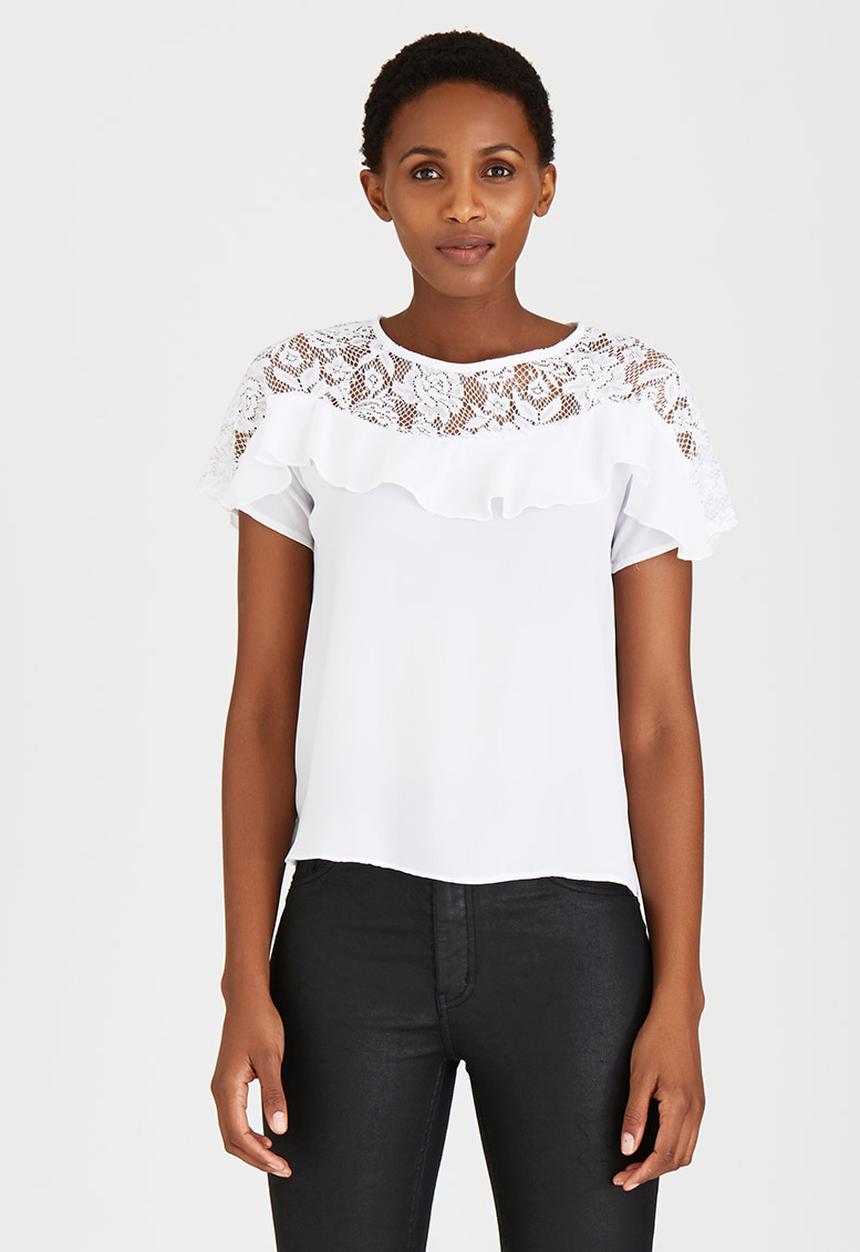 STYLE REPUBLIC - Lace Inset Blouse White