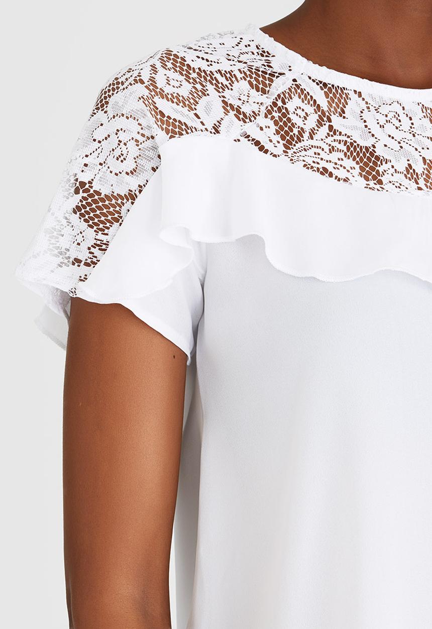 STYLE REPUBLIC - Lace Inset Blouse White