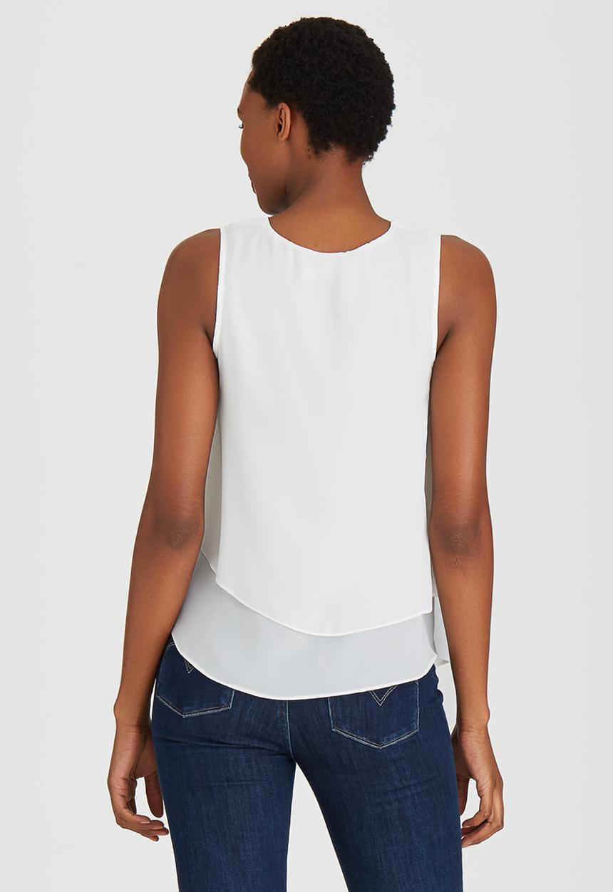 edit - Open Pleat Layer Blouse White